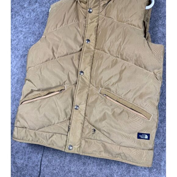 Vintage North Face Vest Mens Medium Beige Snap Full Zip Puffer Heavy Thick 80s*? - Picture 5 of 12